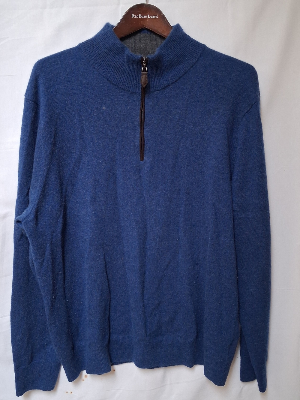 The Cashmere Project Mens Blue 100% Cashmere Quarter Zip Sweater XL